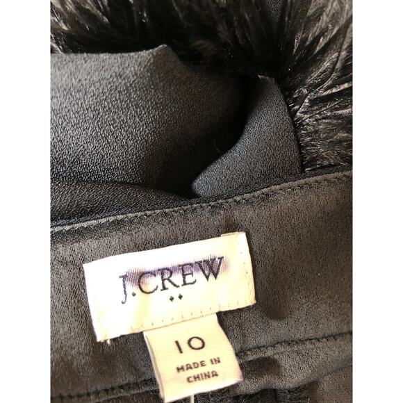J. Crew Dress Pants Feather Trim Hem Mid Rise Flare Leg Cropped Black NWT 10 - Picture 6 of 9